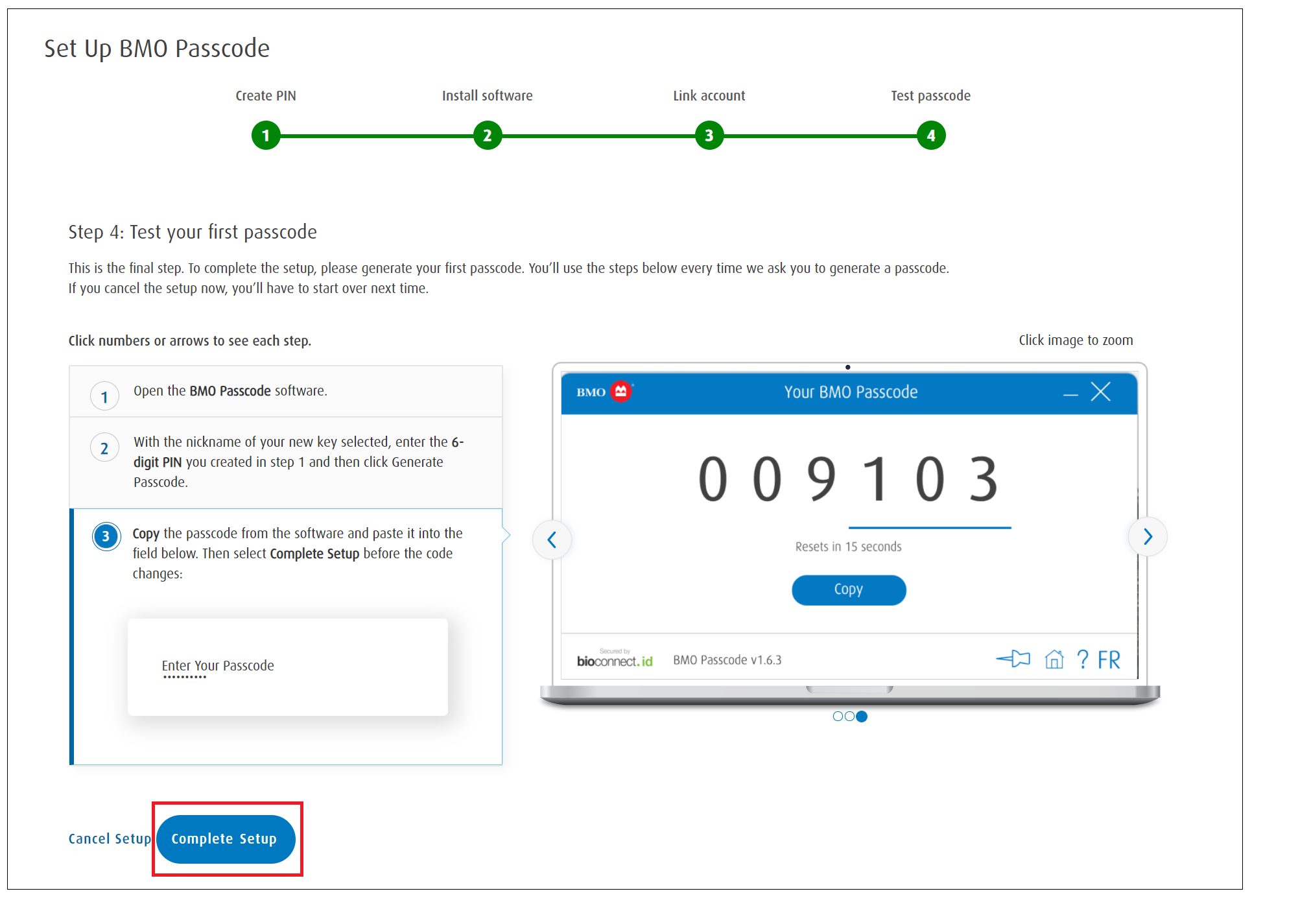 bmo passcode software